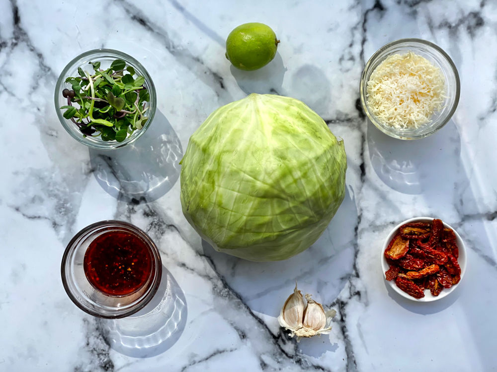 Spicy & Cheesy Roasted Cabbage Ingredients